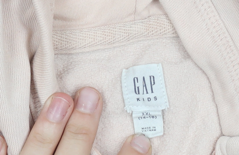 GAP Kids Girls Pink Zip Hoodie Jacket XXL 14 Years Hooded Logo Sequin