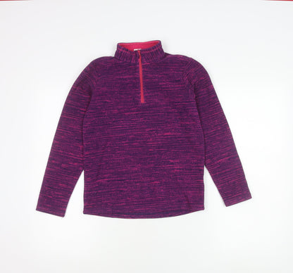 Decathlon Girls Purple Fleece 1/2 Zip Sweatshirt 12 Years Hiking Casual