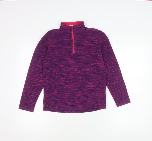 Decathlon Girls Purple Fleece 1/2 Zip Sweatshirt 12 Years Hiking Casual