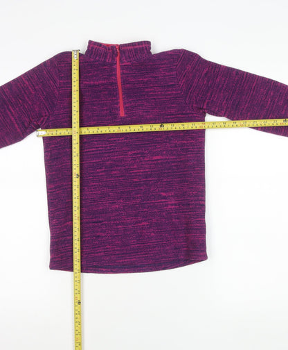 Decathlon Girls Purple Fleece 1/2 Zip Sweatshirt 12 Years Hiking Casual