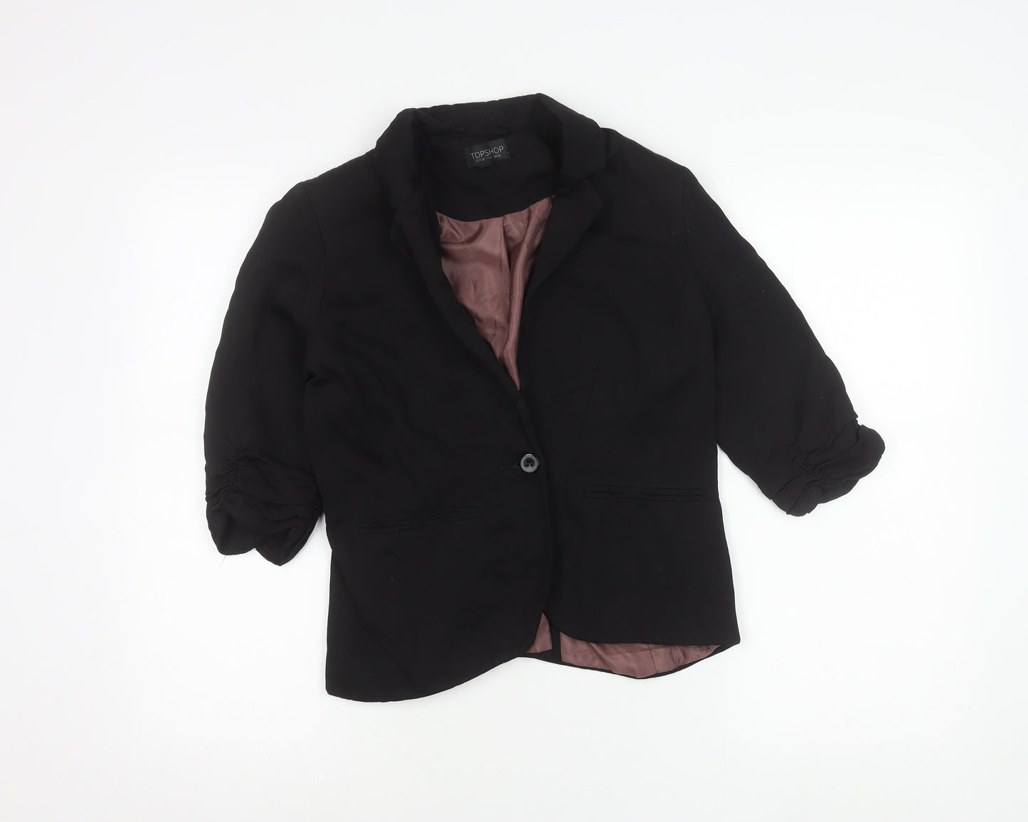 Topshop Womens Black Viscose Blend Blazer UK 10 Notch Lapel