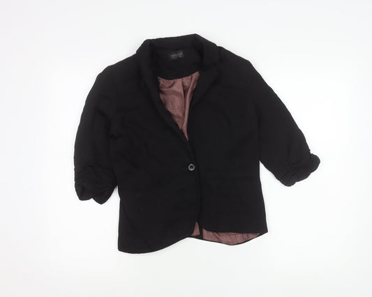 Topshop Womens Black Viscose Blend Blazer UK 10 Notch Lapel