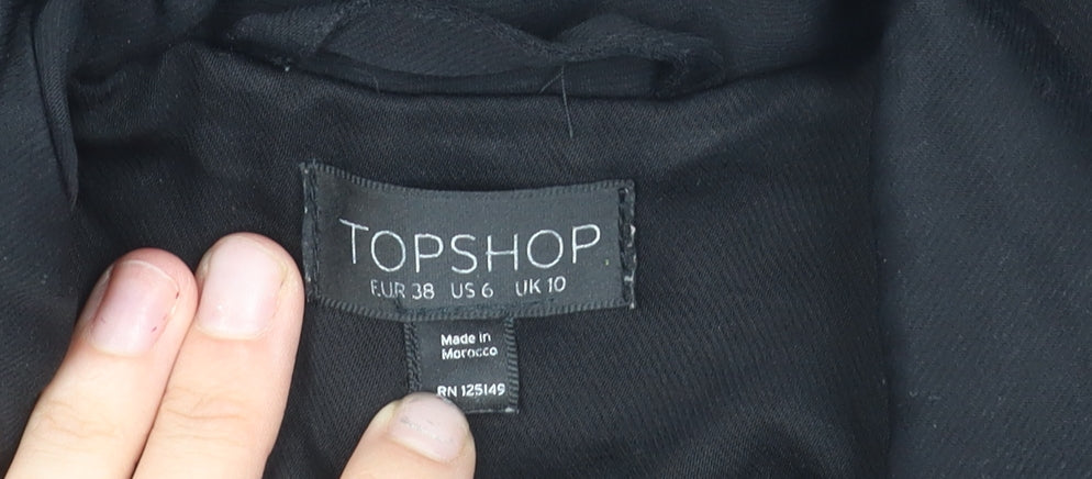 Topshop Womens Black Viscose Blend Blazer UK 10 Notch Lapel