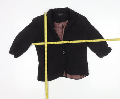 Topshop Womens Black Viscose Blend Blazer UK 10 Notch Lapel