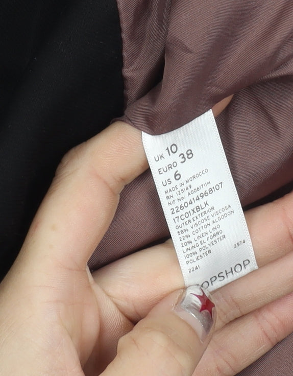 Topshop Womens Black Viscose Blend Blazer UK 10 Notch Lapel