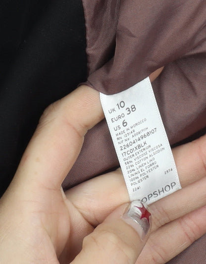 Topshop Womens Black Viscose Blend Blazer UK 10 Notch Lapel