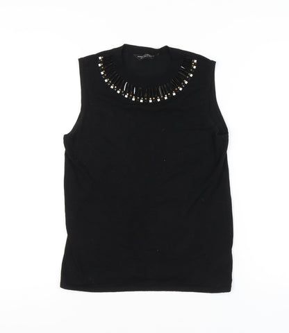 Dorothy Perkins Womens Black Beaded Tank Top UK 12 Sleeveless Knit