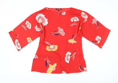 Womens UK Size 12 Debenhams Red Tunic Blouse
