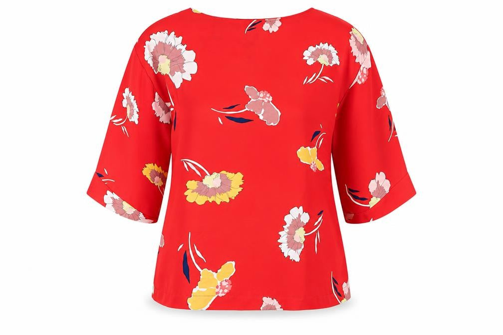 Womens UK Size 12 Debenhams Red Tunic Blouse