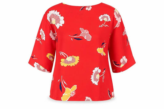 Womens UK Size 12 Debenhams Red Tunic Blouse