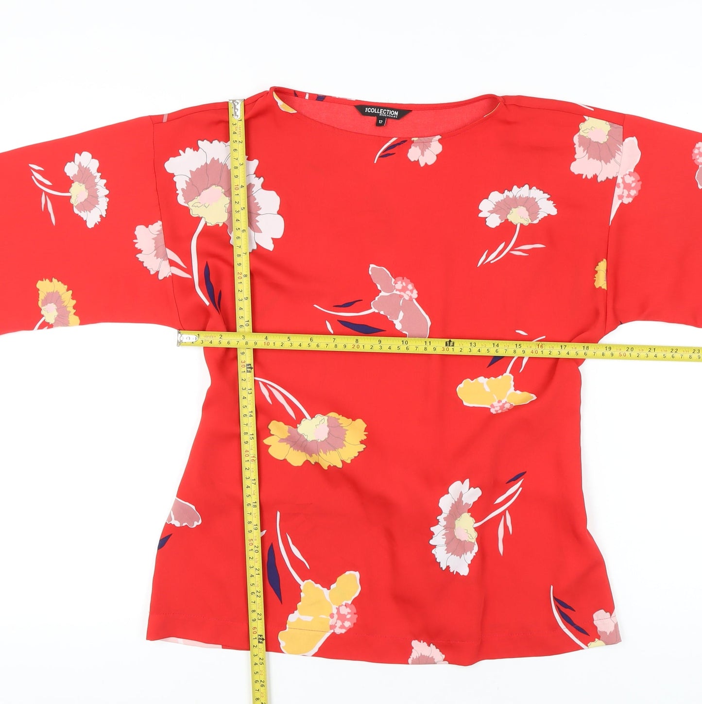 Womens UK Size 12 Debenhams Red Tunic Blouse