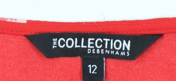 Womens UK Size 12 Debenhams Red Tunic Blouse
