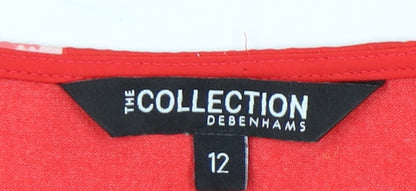 Womens UK Size 12 Debenhams Red Tunic Blouse