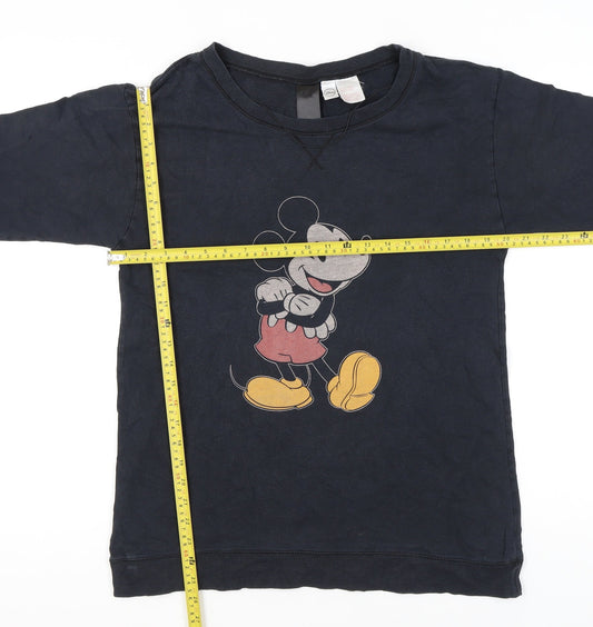 H&M Disney Women’s Black Mickey Mouse Cotton Sweatshirt Size M