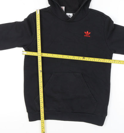 Adidas Unisex Kids Black Pullover Hoodie 11-12Y Logo Fleece
