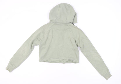 Ellesse Womens Green Cropped Pullover Hoodie UK 4 Logo Sportswear