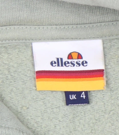 Ellesse Womens Green Cropped Pullover Hoodie UK 4 Logo Sportswear