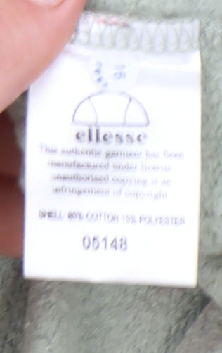 Ellesse Womens Green Cropped Pullover Hoodie UK 4 Logo Sportswear