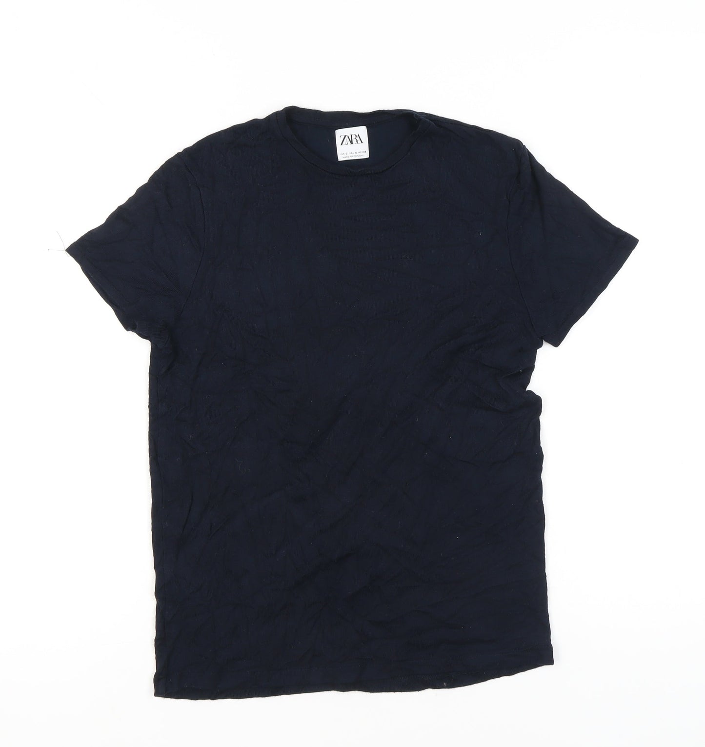 Womens UK Size S Zara Blue Basic T-Shirt