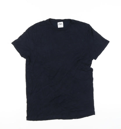 Womens UK Size S Zara Blue Basic T-Shirt