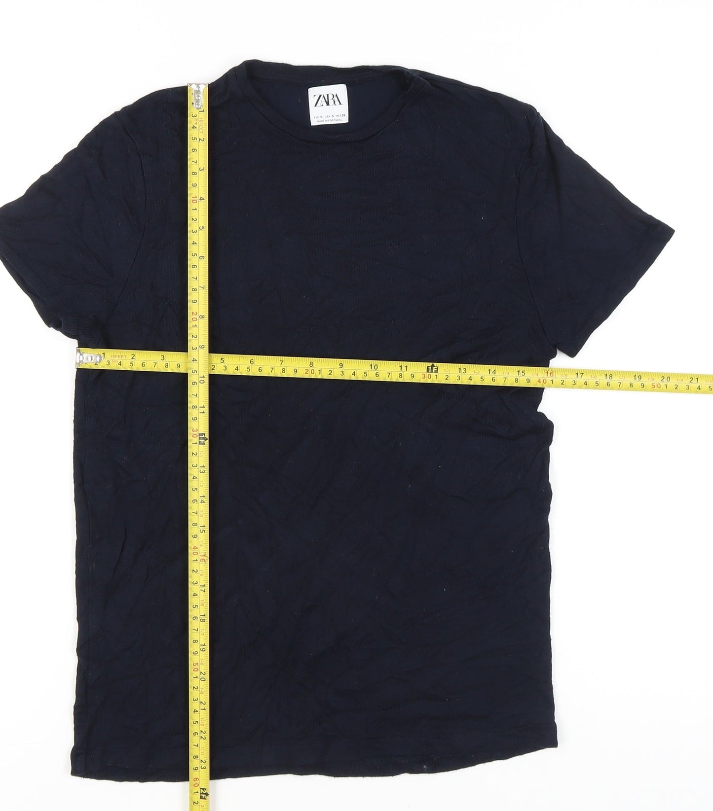 Womens UK Size S Zara Blue Basic T-Shirt