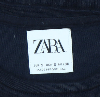 Womens UK Size S Zara Blue Basic T-Shirt