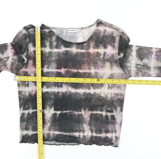 Light Before Dark Womens Multicoloured Tie Dye Mesh Cropped Long Sleeve Top S