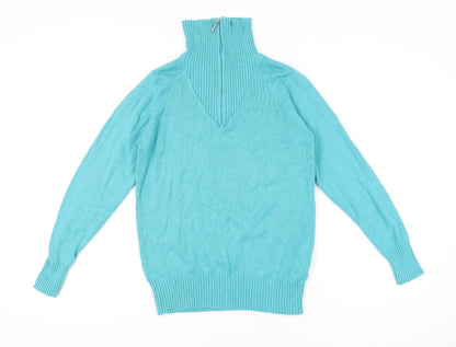 Womens UK Size S Isle Blue Pullover Jumper