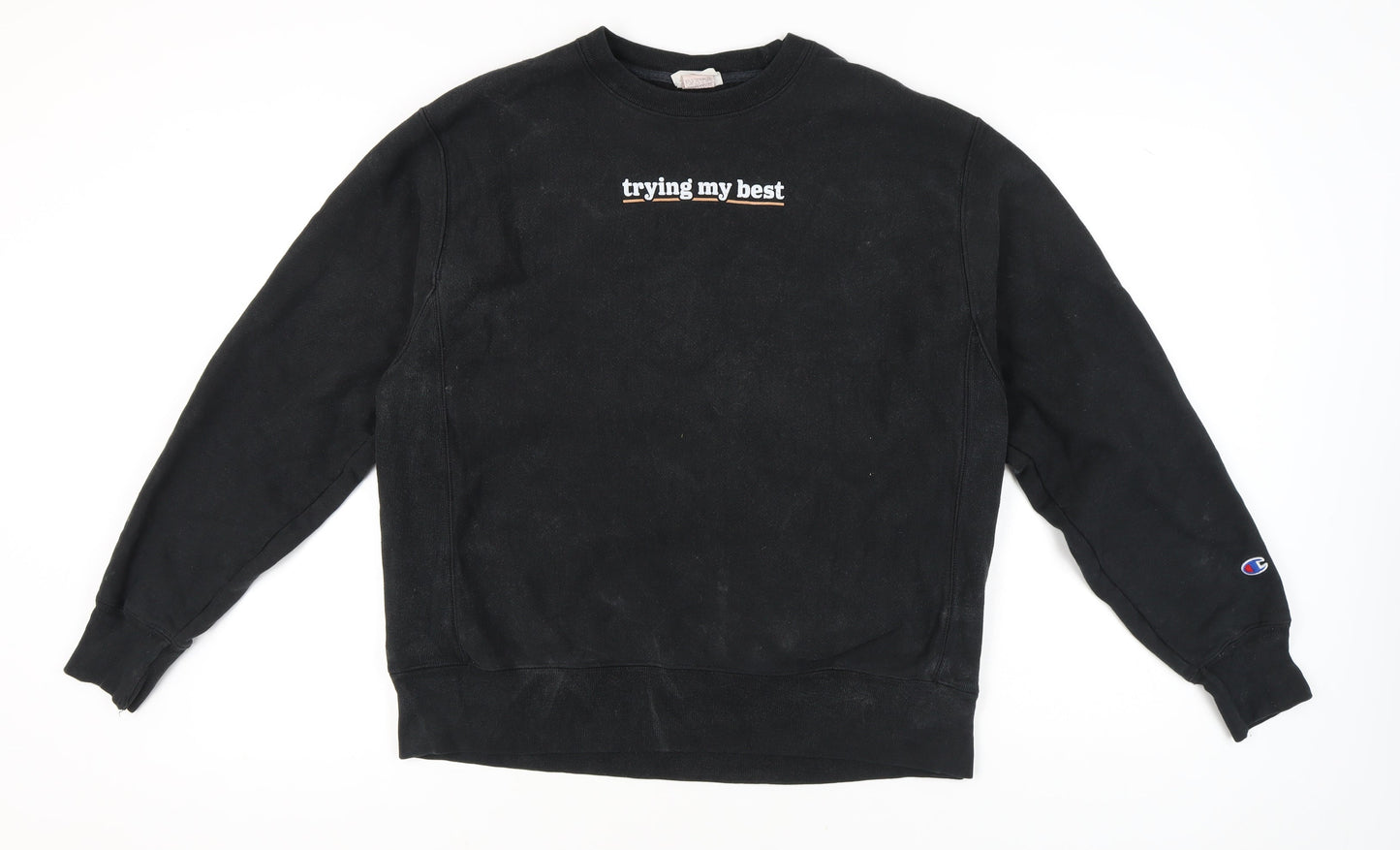 Mens UK Size L Champion Black Pullover Sweatshirt