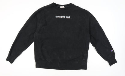 Mens UK Size L Champion Black Pullover Sweatshirt