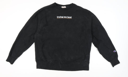 Mens UK Size L Champion Black Pullover Sweatshirt