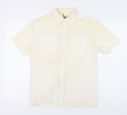 Paul Smith Men's Ivory Short Sleeve Cotton Casual Shirt M