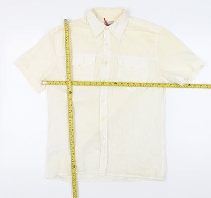 Paul Smith Men's Ivory Short Sleeve Cotton Casual Shirt M