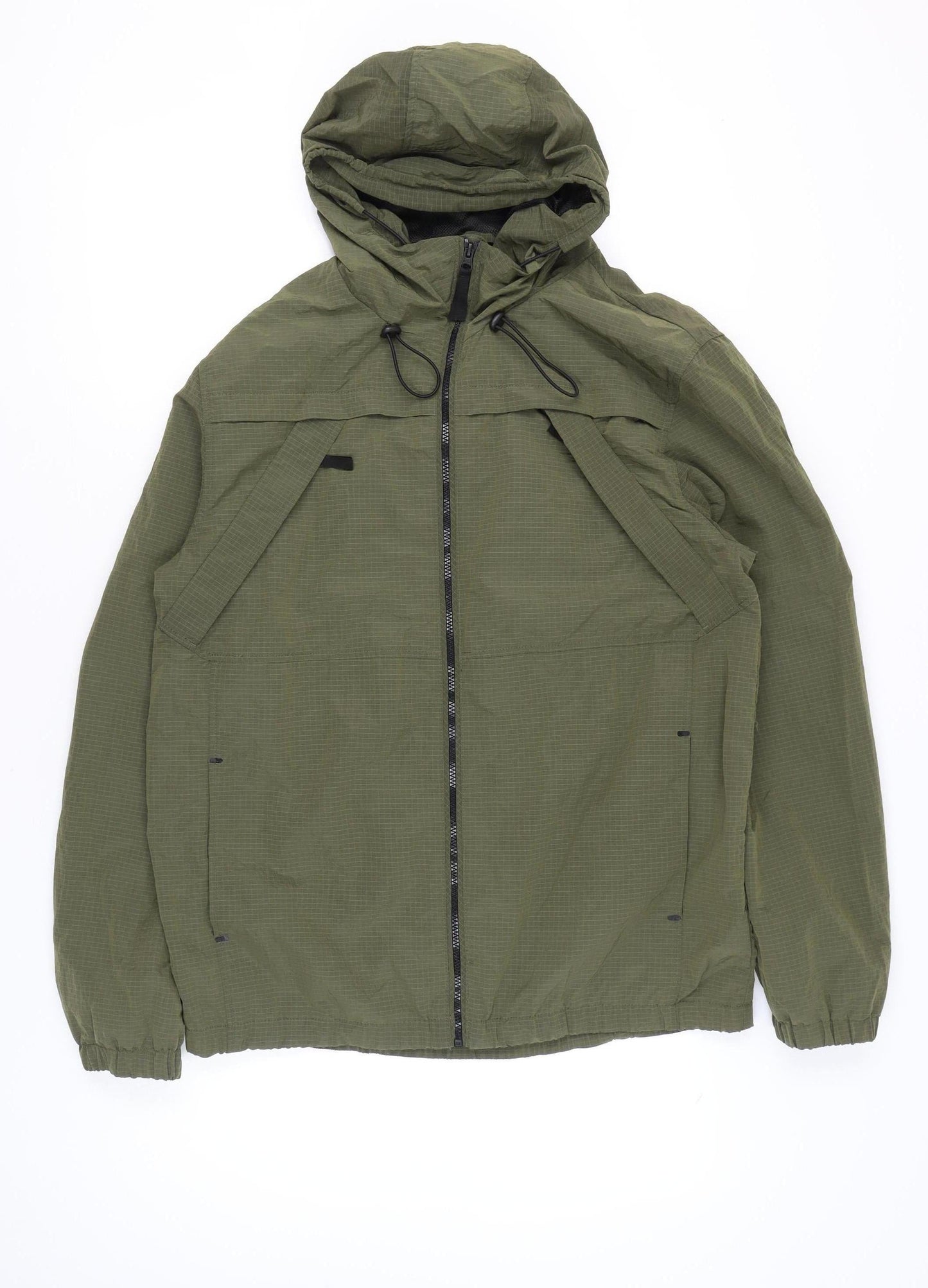 George Men’s Green L Windbreaker Jacket Hooded Lightweight