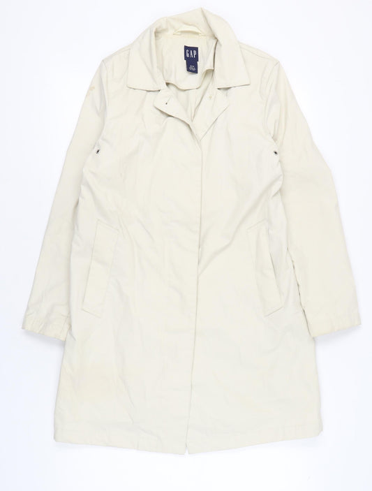 GAP Womens Beige Trench Coat Size M Cotton Mid-Length Classic