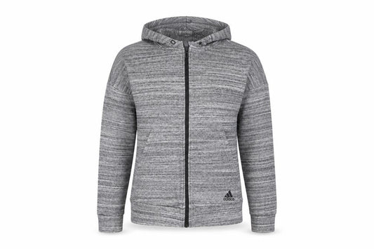 Front view of Adidas Women’s Grey Full Zip Hoodie, size UK 4-6, UK Sportswear
