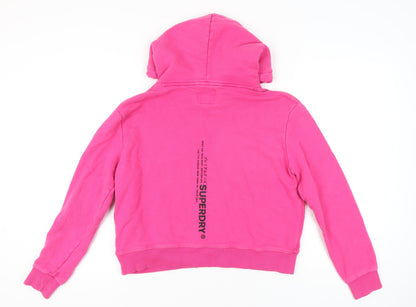 Superdry Womens Pink Hoodie UK 14 Cotton Pullover Hooded Sweatshirt