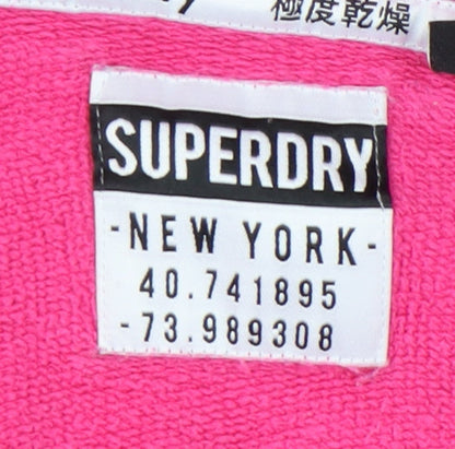 Superdry Womens Pink Hoodie UK 14 Cotton Pullover Hooded Sweatshirt