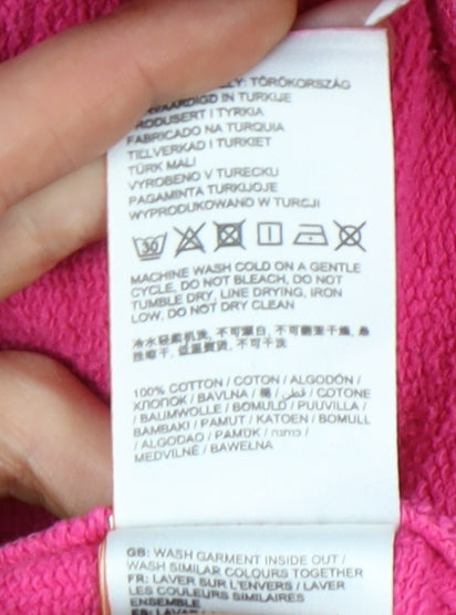 Superdry Womens Pink Hoodie UK 14 Cotton Pullover Hooded Sweatshirt