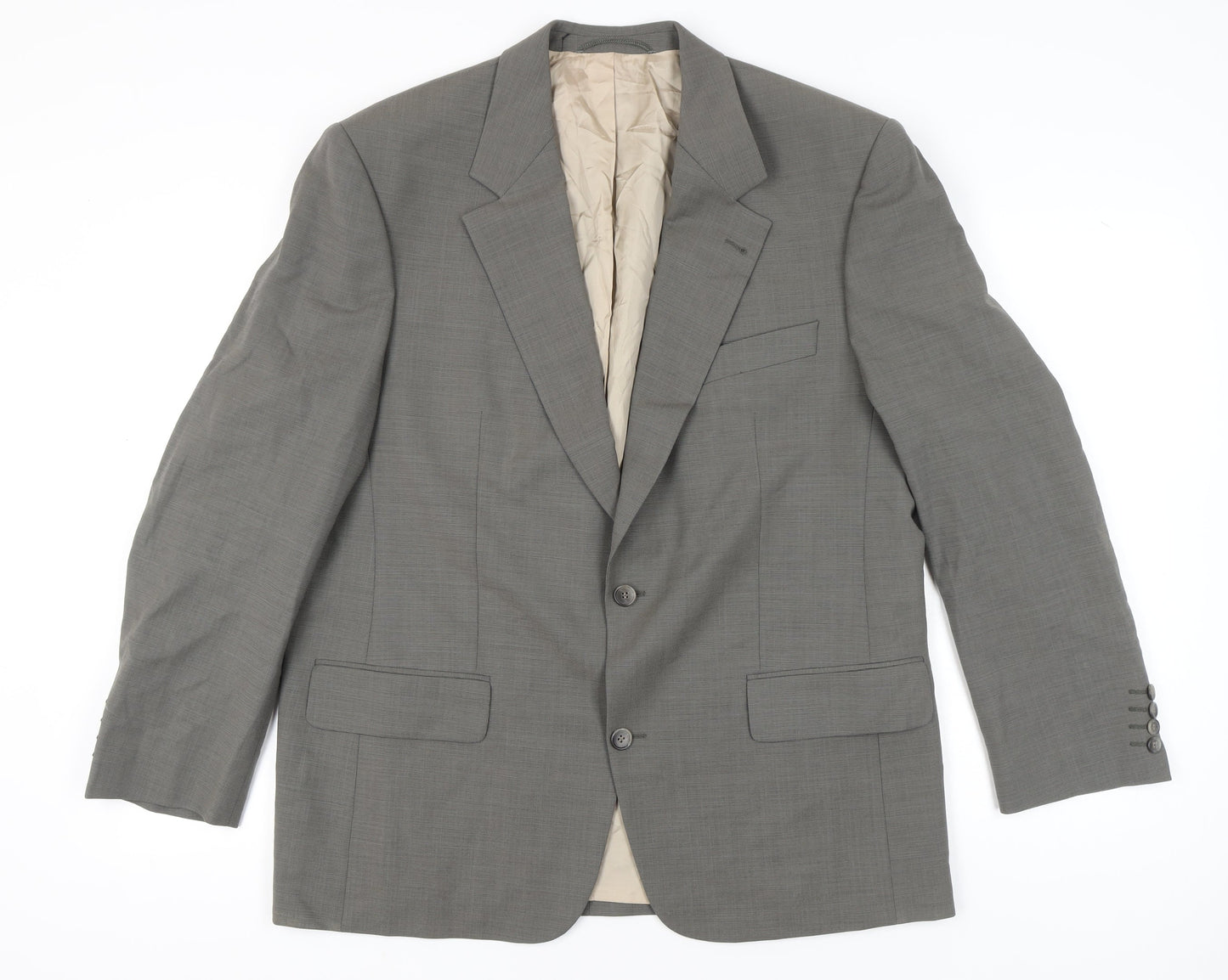 H.T. Burt Men's Grey Wool Jacket 44 Regular Notch Lapel Classic