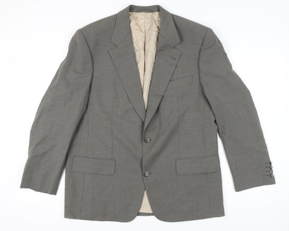 H.T. Burt Men's Grey Wool Jacket 44 Regular Notch Lapel Classic