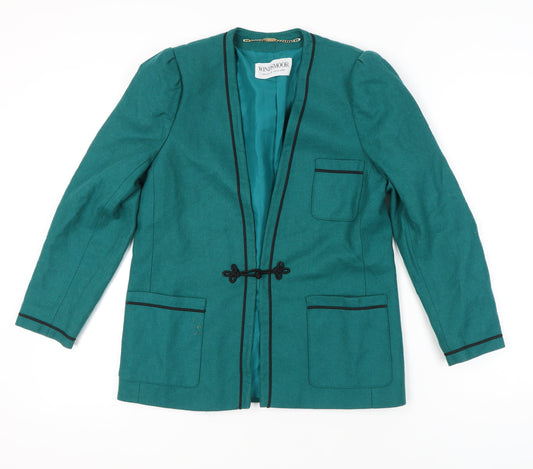 Windsmoor Womens Green Wool Blend Blazer Jacket Size 10