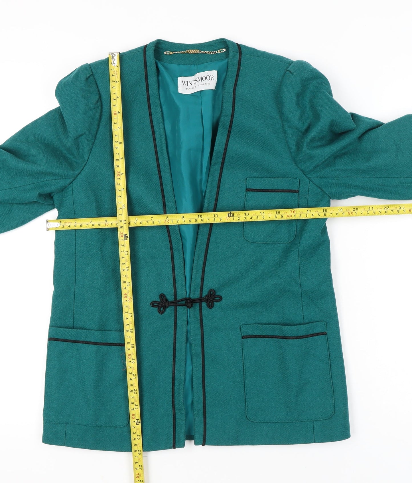 Windsmoor Womens Green Wool Blend Blazer Jacket Size 10