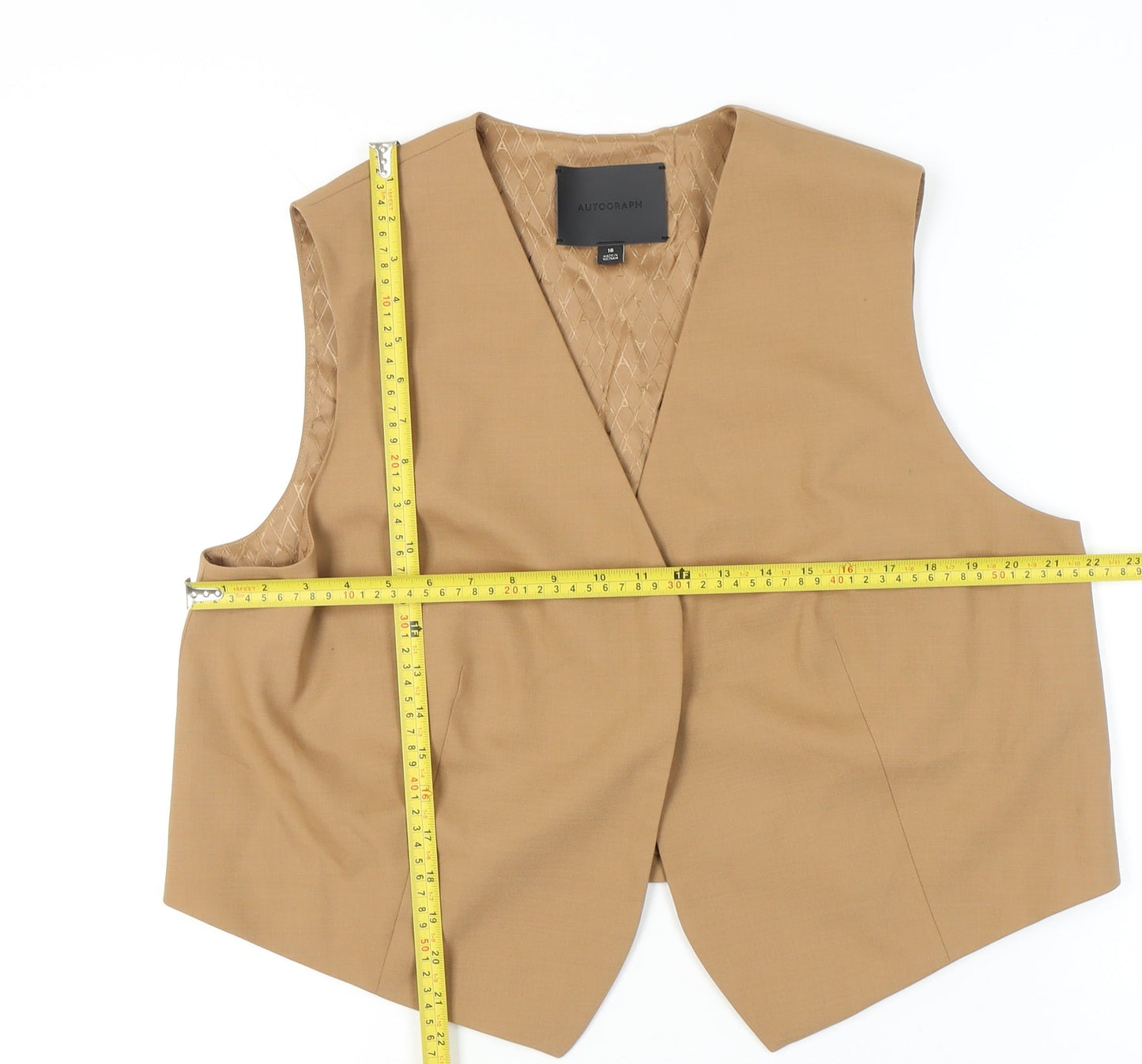 Marks and Spencer Autograph Women's Brown Wool Blend Waistcoat Size 18