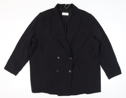 Marks and Spencer Womens Black Size 24 Double Breasted Blazer Jacket