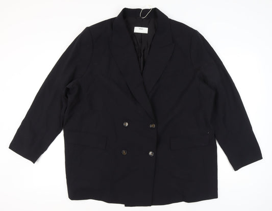 Marks and Spencer Womens Black Size 24 Double Breasted Blazer Jacket