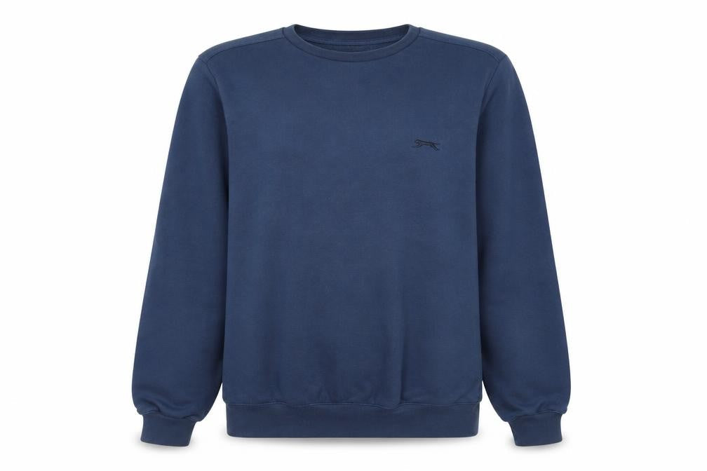 Front view of Slazenger unisex blue m pullover sweatshirt crew neck fleece logo