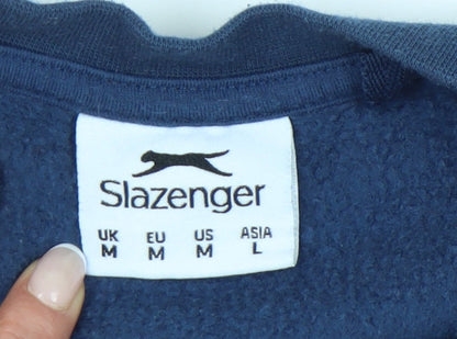 Slazenger Unisex Blue M Pullover Sweatshirt Crew Neck Fleece Logo