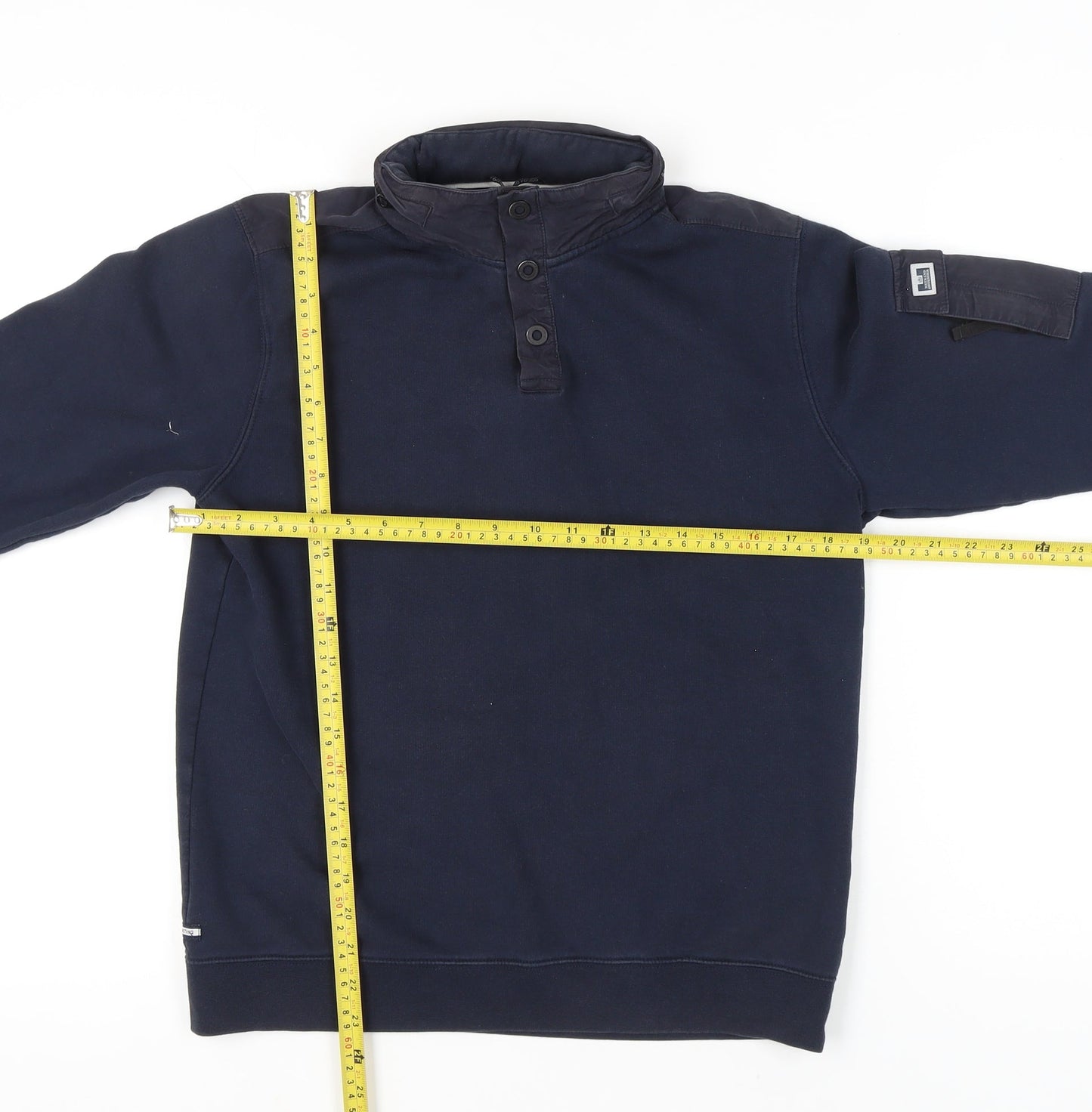 Weekend Offender Men’s Blue Henley Sweatshirt Size S High Neck