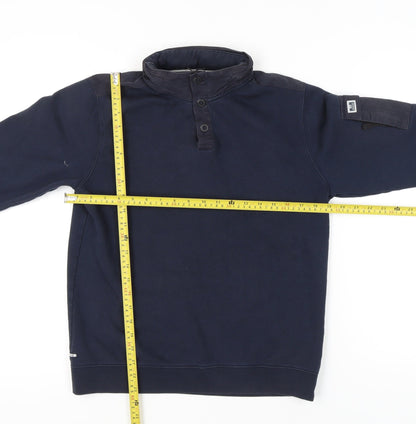 Weekend Offender Men’s Blue Henley Sweatshirt Size S High Neck